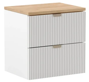 Biała szafka ryflowana pod umywalkę z orzechowym blatem T1-N01 - Szafki łazienkowe Biała szafka ryflowana pod umywalkę z orzechowym blatem T1-N01 - Szafki łazienkowe - miniaturka - grafika 1