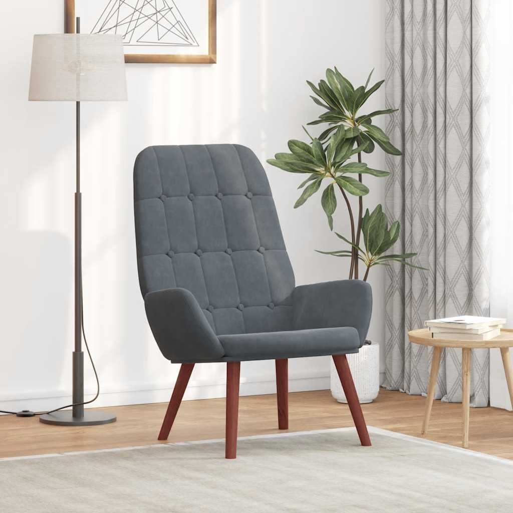 vidaXL Fotel, ciemnoszary, obity aksamitem