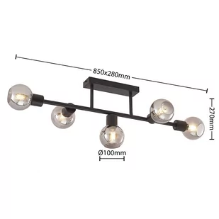 Lindby Biscala lampa sufitowa LED 5-pkt czarna/dym - Lampy sufitowe - miniaturka - grafika 2