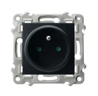 Gniazdka elektryczne - Ospel Gniazdo pojedyncze z/u ochrona styków SZAFIR - czarny mat - miniaturka - grafika 1