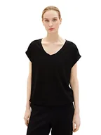 Koszulki i topy damskie - TOM TAILOR Damska koszulka o luźnym kroju z elastycznym obszyciem, 14482 – Deep Black, M - miniaturka - grafika 1