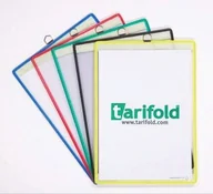 Akcesoria do projektorów - TARIFOLD Kieszeń TARIFOLD z uchem do powieszenia, A4 poziomo, czerwone F157503 - miniaturka - grafika 1