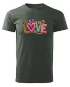 Koszulki i topy damskie - Koszulka na Walentynki Kolorowa Miłość Khaki XXL - miniaturka - grafika 1