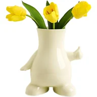 Wazony i flakony - Mały wazon na kwiaty, wazon w kształcie ludzkiego ciała, nowoczesny, kreatywny, zabawny, biały, kremowy wazon ceramiczny, 20 x 18 cm (kciuk w górę) - miniaturka - grafika 1