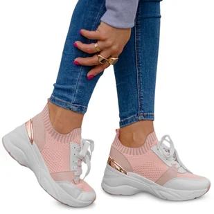 Buty Damskie Sneakersy Morino Różowe Na Platformie 37 - Sneakersy damskie - miniaturka - grafika 1