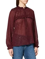 Bluzki damskie - Q/S designed by Bluzka damska z długim rękawem, luźna bluza, ciemnoczerwony, 38 PL - miniaturka - grafika 1