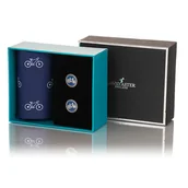 Spinki do mankietów i krawatów - Zestaw prezentowy Spinki i Chusteczka Rower HS-06 - miniaturka - grafika 1