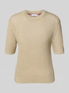 Swetry damskie - Sweter szydełkowy o kroju regular fit z mieszanki bawełny - miniaturka - grafika 1