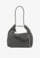 Torebki damskie - Czarna Koktajlowa Torebka Vices z Cyrkoniami Devika - miniaturka - grafika 1