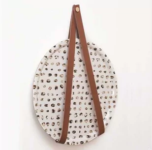 Wieszak ścienny 0150L Skórzany Brązowy ze Złotym - Wieszaki i stojaki - miniaturka - grafika 1