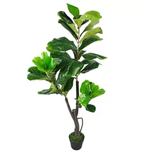 Leaf Design UK sztuczne Fiddle roślina drzewo figowe czarna plastikowa doniczka, zielona, 120 cm - Sztuczne drzewka - miniaturka - grafika 1