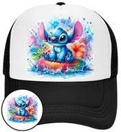 Czapki i chusty sportowe męskie - Czapka z Daszkiem Lilo i Stich Czarna z Nadrukiem Na Lato Siatka Bejsbolówka - miniaturka - grafika 1