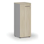 Szafy biurowe - Szafa biurowa niska z drzwiami PRIMO GRAY, 1087 x 400 x 420 mm, szary/dąb naturalny - miniaturka - grafika 1