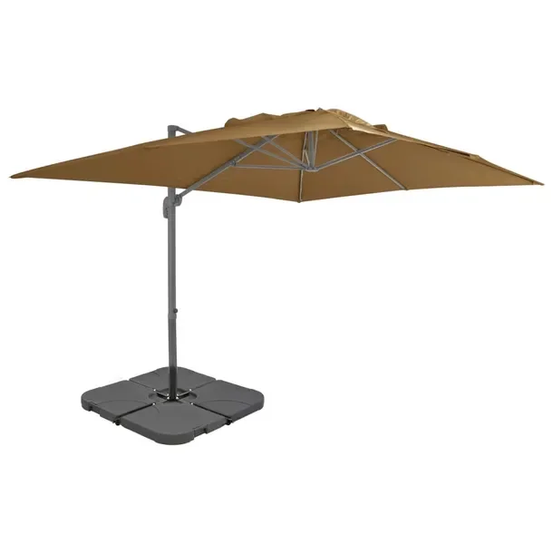 Parasol ogrodowy aluminiowy 4x3x2,68m, kolor taupe, z krzyżową podstawą,