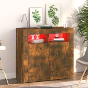 Szafki do salonu - Lumarko Szafka z oświetleniem LED, przydymiony dąb, 80x35x75 cm - miniaturka - grafika 1