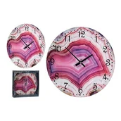 Zegary - Zegar Ścienny Różowy Szkło (30 x 4 x 30 cm) - miniaturka - grafika 1