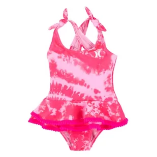 Hurley Dziewczęcy kostium kąpielowy Ruffle One Piece jednoczęściowy kostium kąpielowy, różowy (Hyper Pink), 12 Miesiące - Stroje kąpielowe - miniaturka - grafika 1