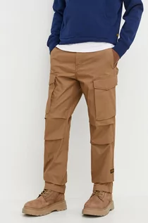 Spodnie męskie - G-Star Raw spodnie bawełniane kolor beżowy proste - grafika 1