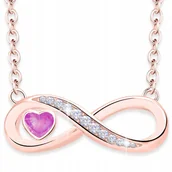 Naszyjniki - Naszyjnik Pozłacany Kryształowe Serce Nieskończoność Love Heart SREBRO 925 - miniaturka - grafika 1