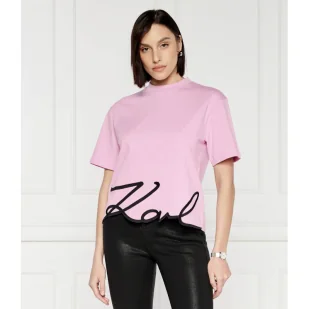 Karl Lagerfeld T-shirt Signature Hem | Relaxed fit - Koszulki i topy damskie - miniaturka - grafika 1