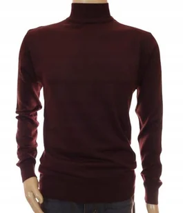 Sweter męski ze stójką z półgolfem półgolf z wełny pod marynarkę L bordo - Swetry męskie - miniaturka - grafika 1
