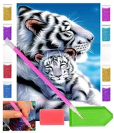 Zabawki kreatywne - Haft diamentowy MATKA Z MŁODYM TYGRYSEM 30x40 OBRAZ duży zabawki kreatywne plastyczne - miniaturka - grafika 1