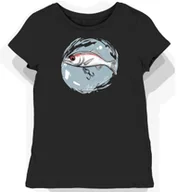 Koszulki i topy damskie - Koszulka damska czarna z motywem wędkarskim białej przynęty M - miniaturka - grafika 1