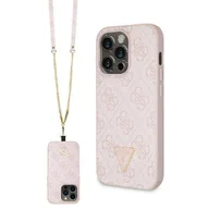 Etui i futerały do telefonów - Etui Guess GUHCP14LP4TDSCPP na iPhone 14 Pro - różowe Crossbody 4G Metal Logo - miniaturka - grafika 1