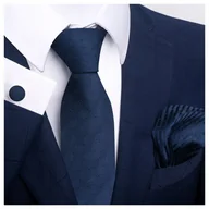 Krawaty i muchy męskie - Elegancki zestaw krawat + poszetka + spinki do mankietów - miniaturka - grafika 1