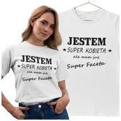 Koszulki i topy damskie - KOSZULKA DLA DZIEWCZYNY NA WALENTYNKI PREZENT JESTEM SUPER KOBIETĄ ALE MAM JUZ SUPER FACETA - miniaturka - grafika 1