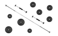 Hantle i ciężarki - Zestaw do ćwiczeń 30kg - ze sztangą / gryfem prostym 150 cm, nakładem obciążeń i hantlami - miniaturka - grafika 1
