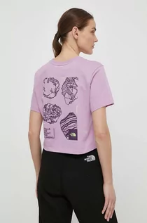 Koszulki sportowe damskie - The North Face t-shirt bawełniany damski kolor fioletowy NF0A880NPO21 - grafika 1