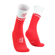 Skarpetki sportowe męskie - COMPRESSPORT Skarpetki kompresyjne do biegania MID COMPRESSION SOCKS V2.0 fluo red/white - miniaturka - grafika 1