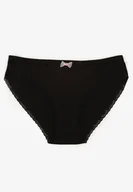 Majtki damskie - Czarne Majtki Figi z Bawełny Ozdobione Kokardą i Koronką Zeterie - miniaturka - grafika 1