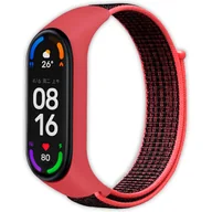 Akcesoria do smartwatchy - Pasek opaska nylonowa Vanfone do Xiaomi Mi Band 3/4/5/6, Amazfit Band 5, czerwono-czarny - miniaturka - grafika 1