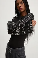 Bluzki damskie - Desigual longsleeve REBE damski kolor czarny 24WWTK78 - miniaturka - grafika 1