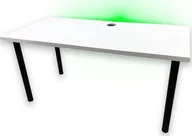 Biurka gamingowe - Biurko Daming Model 2 Białe 136 cmx66 cm x 3,6 cm z okrągłym przepustem na kable - miniaturka - grafika 1