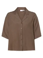 Koszule damskie - Vila - Bluzka damska z dodatkiem lnu  VIPricil, brązowy - miniaturka - grafika 1