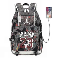 Plecaki - NBA Peripheral Series Star Wielofunkcyjny plecak USB Luminous Fluorescent Backpack_y wysokiej jakości Czerwony Jordan - miniaturka - grafika 1