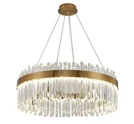 Lampy sufitowe - Lux - żyrandol kryształowy LED ring 80cm mosiądz złoty - miniaturka - grafika 1