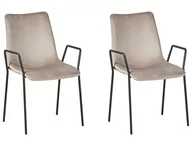 Krzesła - Beliani Zestaw 2 krzeseł do jadalni welurowy beżowoszary JEFFERSON - miniaturka - grafika 1
