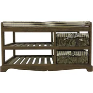 Szafki na buty - Mucola ławka 2 rattanowe kosze brązowa przestrzeń do przechowywania NOWOŚĆ niska deska półka rattanowe kosze wiklinowe kosz wiejski siedzisko komoda szafka na buty przegródkiReplika acja ławka do przechowywania - miniaturka - grafika 1