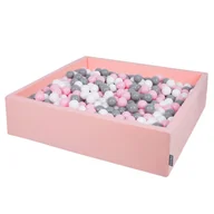Suche baseny - KiddyMoon, suchy basen kwadratowy z piłeczkami 7cm 120x30 różowy: biały-szary-pudrowy róż 120x30/1000piłek - miniaturka - grafika 1