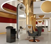 Meble fryzjerskie - Konsola konsoleta fryzjerska barberska lustro fryzjerskie LED rama aluminiowa 200x80 STD - miniaturka - grafika 1