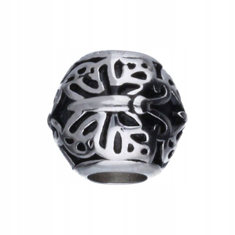Koralik przywieszka srebrny 925 rodowany Bead wzór motyl do bransoletki 3mm