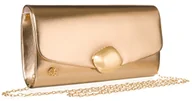 Torebki damskie - Elegancka wieczorowa złota torebka damska kopertówka na odpinanym łańcuszku do ręki lub na ramię skóra ekologiczna ROVICKY - miniaturka - grafika 1