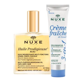Zestaw Nuxe Huile Prodigieuse Riche, intensywnie odżywiający olejek w sprayu do twarzy, ciała i włosów, 100 ml + krem nawilżający 3w1, 100 ml za 1 grosz - Zestawy kosmetyków damskich Zestaw Nuxe Huile Prodigieuse Riche, intensywnie odżywiający olejek w sprayu do twarzy, ciała i włosów, 100 ml + krem nawilżający 3w1, 100 ml za 1 grosz - Zestawy kosmetyków damskich - miniaturka - grafika 1