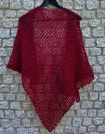 Apaszki i szaliki damskie - Bordowa chusta wykonana szydełkiem wełna z akrylem. - miniaturka - grafika 1