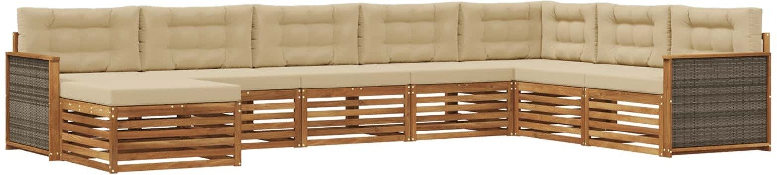 vidaXL Zestaw sof na zewnątrz z poduszką 8 pcs Naturalny i Beżowy