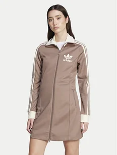 adidas Sukienka dzianinowa adicolor 3-Stripes JC5779 Beżowy Regular Fit - Sukienki - miniaturka - grafika 1